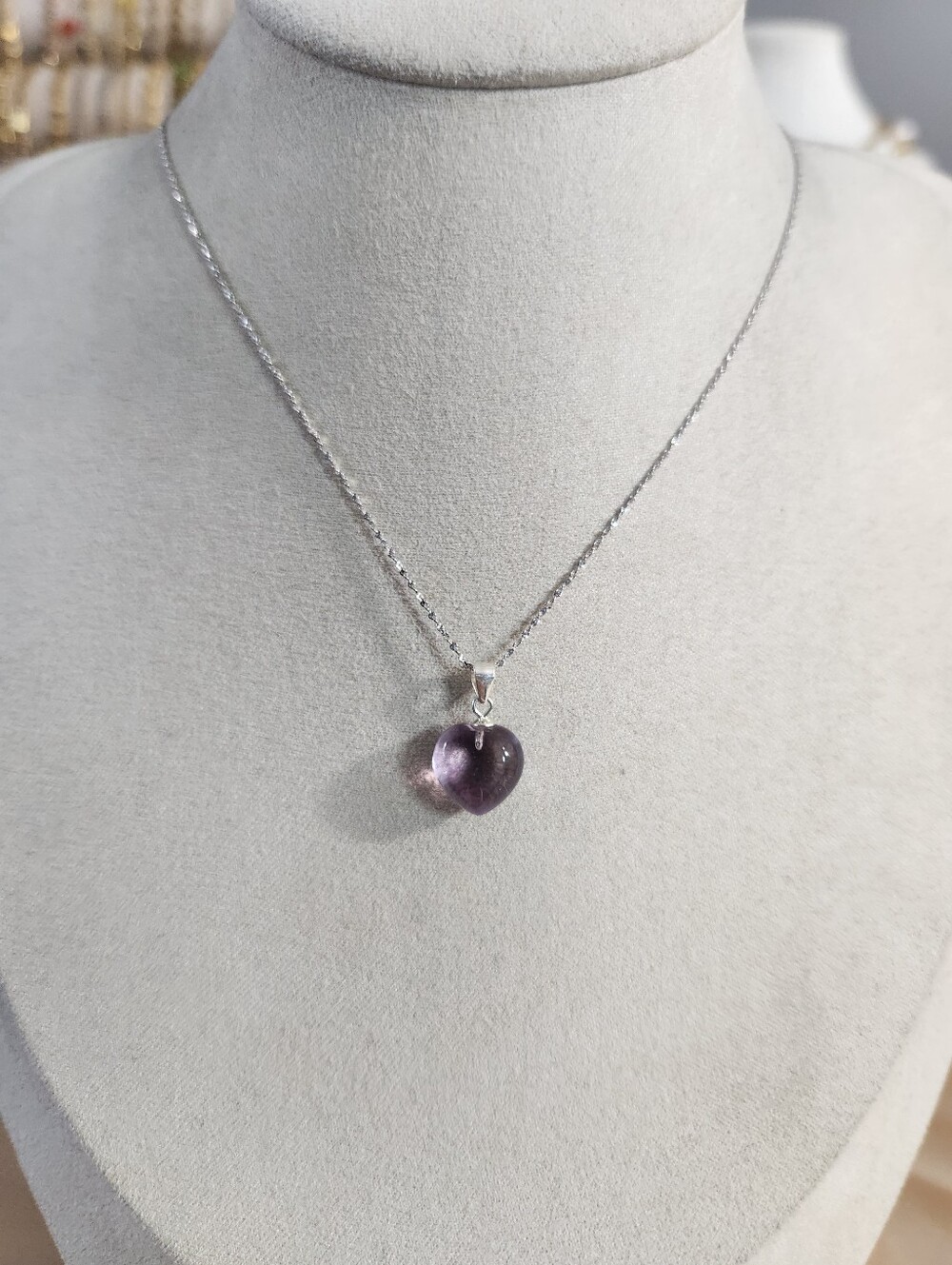 Sterling Silver Amethyst Heart Necklace